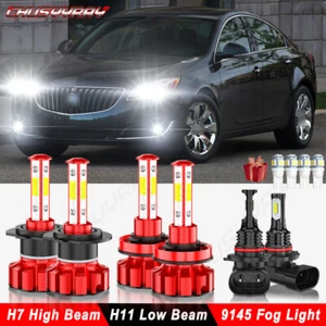 For Buick Regal 2011 2012 2013 Combo LED Headlight Hi/Lo Beam Fog Light Bulb Kit - Picture 1 of 24