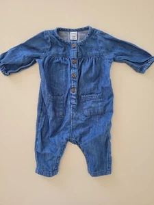 OLD NAVY Baby Infant Girls One Piece Bodysuit 0 3 M Months Denim Blue Newborn - Picture 1 of 1