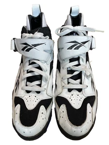Reebok PitBull Cleats Black & White Size 9 Vintage Men's High tops Sneakers - Picture 1 of 16