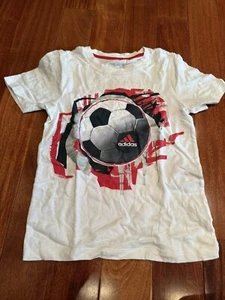 Adidas The Go-To Tee White Soccer T-Shirt Size Boys 7 - Picture 1 of 3