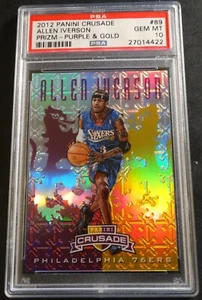 ALLEN IVERSON 2012 PANINI CRUSADE REFRACTOR PRIZM PÚRPURA/49 PSA 10 POP 1  - Imagen 1 de 2