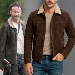 Rick Grimes Jacket – The Walking Dead Sheriff Brown Suede Leather Jacket - Picture 1 of 9