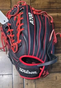 Gant de Baseball Extérieur Jeunesse Wilson 2022 A700 12" LHT Cuir Grainé Noir et Rouge - Photo 1/9