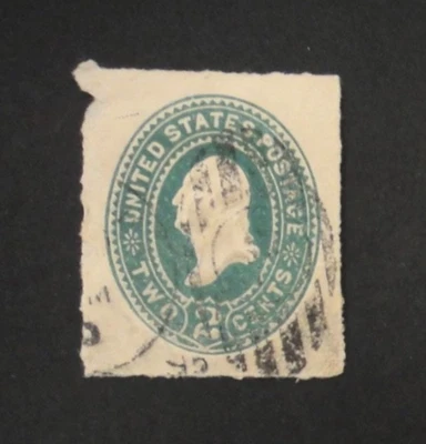 US Stamped Envelope U311a 2c 1894 Cut Square Dark Green Used - Image 1 of 2