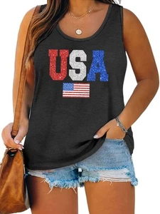 QAUN Plus Size USA Tank: Women 4th of July Tank Tshirt Patriotic T Shirt Amer... - Picture 1 of 6