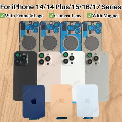 Lot Back Glass Replacement + Metal & Magnet For i Phone 17/16/15/14 Pro Max Plus - Image 1 of 4