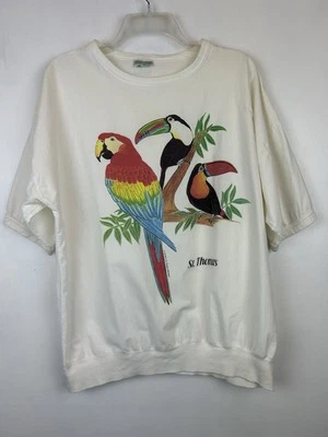 Винтажная мужская рубашка большой Artex для Stanley Michaels тропический отпуск искусства читать - Изображение 1 из 4