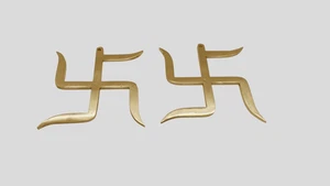 Decorative Brass Swastik Wall Hanging | 12.7 cm Square, 145g For Vastu Pack of 2 - Picture 1 of 7