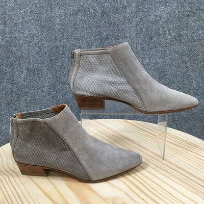 Botas Aquatalia Mujer 8 Fianna Espalda Cremallera Punta Botín Gris Gamuza Cuero Foto 1 de 4