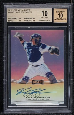 2015 Leaf Metal Draft Kyle Schwarber #BA-KS1 BGS 10 IMPECÁVEL automático - Imagem 1 de 2