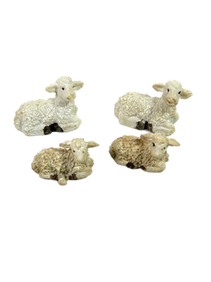 Famiglia con 4 Pecore per Pastori Alti cm 7/8 - Animali per Presepe - Immagine 1 di 3