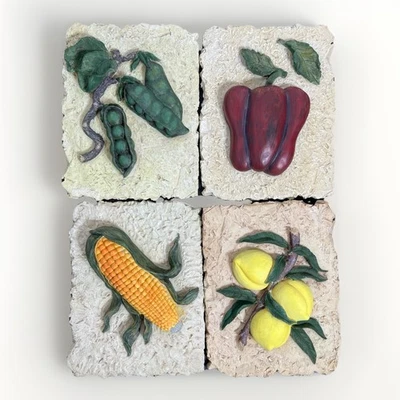 Овощи 3D смолы вручную настенные таблички набор из 4 кухни декор дома табличка - Изображение 1 из 4