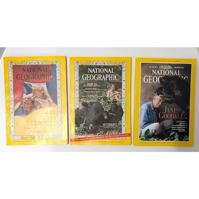 Lot of 3 Jane Goodall National Geographic Magazines 1963 Disneyland 1965 1995  - Image 1 of 4