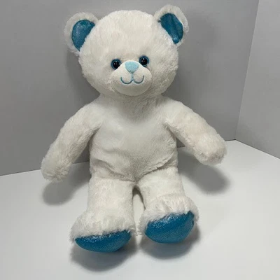 Build A Bear White White Snow Bear Snow Hugs Blue Accents Stuffed Animal BAB - Image 1 of 4