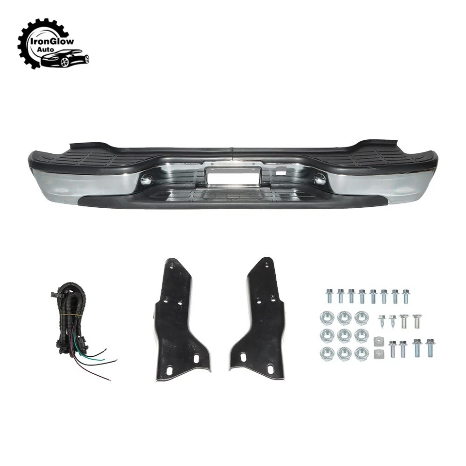 Complete Chrome Steel Rear Bumper For Chevy Tahoe Suburban/GMC Yukon 2000-2006 - Imagem 1 de 4