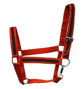 Premium Black Striped DRAFT XL Horse 5 color Nylon Halters-SET of 5 or 1 - Picture 1 of 7