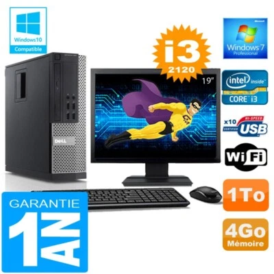 PC DELL 990 SFF Core I3-2120 RAM 4Go Disco 1A Wifi W7 Pantalla 19" - Imagen 1 de 4