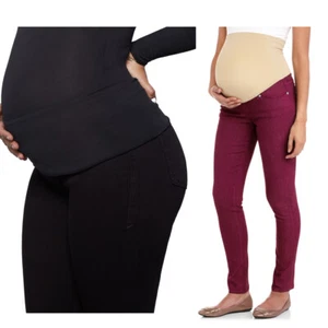 Full Panel Waistline Maternity Colored Capri Skinny Legs Jeans M - Picture 1 of 12