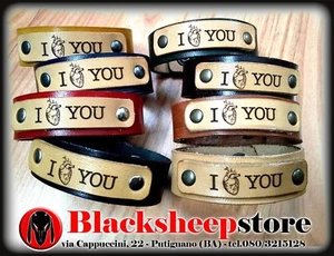 Bracciale in cuoio con incisione I Love You vari colori regalo San Valentino - Bild 1 von 3