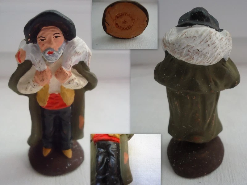 ANCIEN SANTON CRECHE DE NOEL  BERGER ET SON MOUTON   GASQUET  HT : 7,5 CM - Photo 1/1