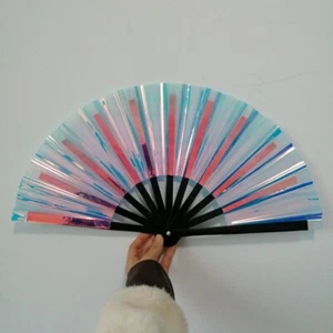 Gradient Colorful Folding Hand PVC Tai Chi Fan Dancing Fan Photography Prop - Picture 1 of 15