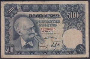 BILLETE ESPAÑA 500 PESETAS 1951 MARIANO BENLLIURE - SERIE A - BC - Imagen 1 de 2