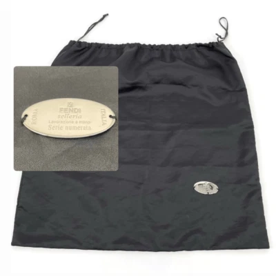 FENDI Large Drawstring Dustbag Black Metal Emblem 23x23 - Image 1 of 4