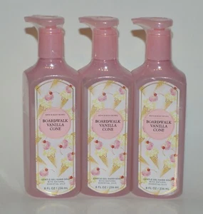 3 BATH & BODY WORKS BOARDWALK VANILLA CONE GENTLE GEL HAND SOAP WASH 8 OZ PINK - Picture 1 of 6