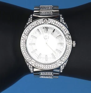 48 mm NY LONDON Luxury Men's Clubbing Hip Hop Rapper CZ Watch - Picture 1 of 4
