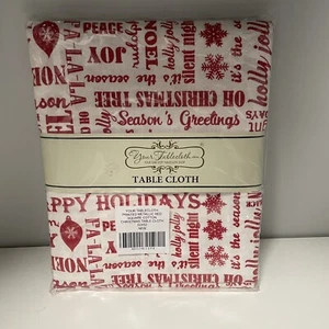 Yourtablecloth Christmas Holiday Printed Cotton Tablecloth Red 52x52 Square NEW - Picture 1 of 2