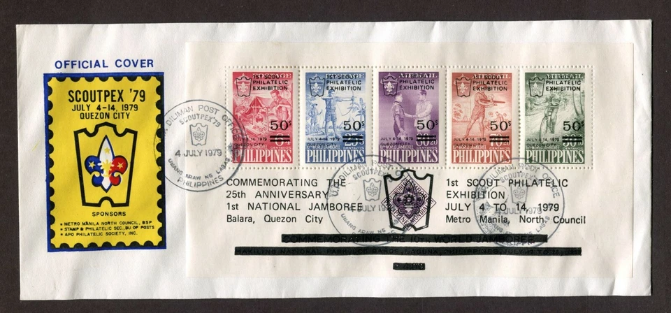 FILIPINAS 1959, EXPOSICIÓN FILATÉLICA DE LOS SCOUTS, HOJA DE RECUERDO Scott C112 - FDC Foto 1 de 1
