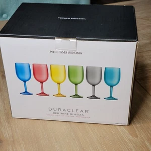 NUOVI S/6 bicchieri da vino Williams Sonoma DuraClear ROSSI. diversi colori - Foto 1 di 4