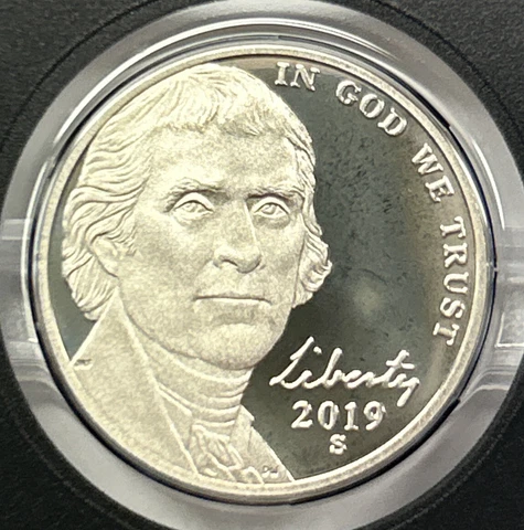 2019 S Proof Jefferson Nickel from Proof Set with Free Shipping Cover