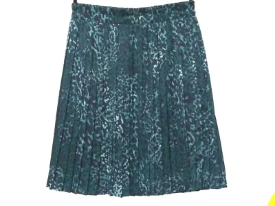 Falda Plisada BANANA REPUBLIC Talla 4 Estampado Animal Verde Hasta la Rodilla Cintura Elástica  Foto 1 de 4