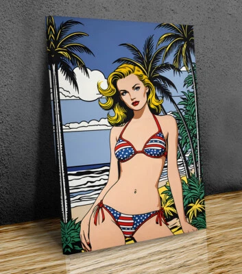 Bikini Beauty Roy Lichtenstein inspirado en lienzo montado Foto 1 de 4