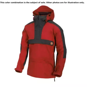 HELIKON TEX® WOODSMAN Outdoor Camping Canvas BUSHCRAFT ANORAK - Crimson/Ash Grey - Picture 1 of 9