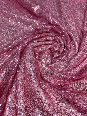 Hot Pink Mesh Sequins, all over 3mm sequins on mesh, 59/60", By the Yard - Image 1 of 4