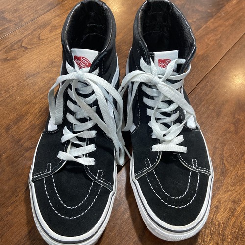 Scarpe da skate alte Vans da uomo nere alte scarpe da skate taglia 7 nere linea bianche