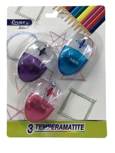 3 TEMPERAMATITE A FORMA DI MOUSE TEMPERINO PER MATITE SCUOLA MISURA CM 6 - Picture 1 of 1