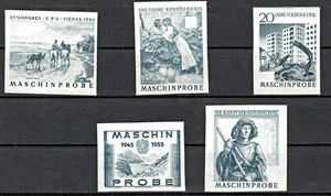 Probedruck Test Stamp Specimen Pureba Staatsdruckerei Wien 5 Stück - Picture 1 of 6