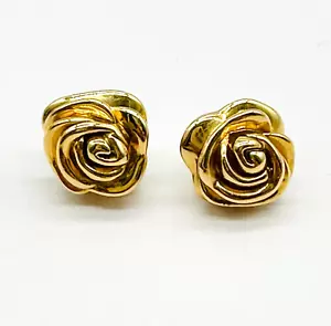 Ohrstecker 14 Karat Gelbgold poliert Rose/Blume - Bild 1 von 11