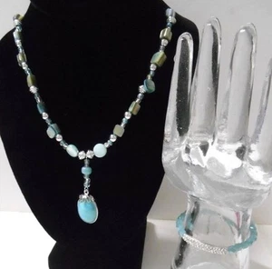 Handcrafted Set~Turq & Multi Color + Silver Beads + Turq Faceted 8"-9" Bracelet - Picture 1 of 8