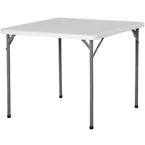 34" Portable Plastic Dining Card Table Fold-in-Half w/ Handle Outdoor Party - Picture 1 of 15