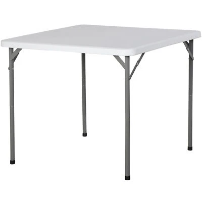 34" Portable Plastic Dining Card Table  Fold-in-Half w/ Handle Outdoor Party - Image 1 of 4