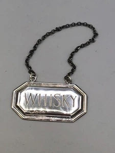 Vintage Sterling Silver Whiskey Label 2" with English Sterling Hallmarks - Picture 1 of 4