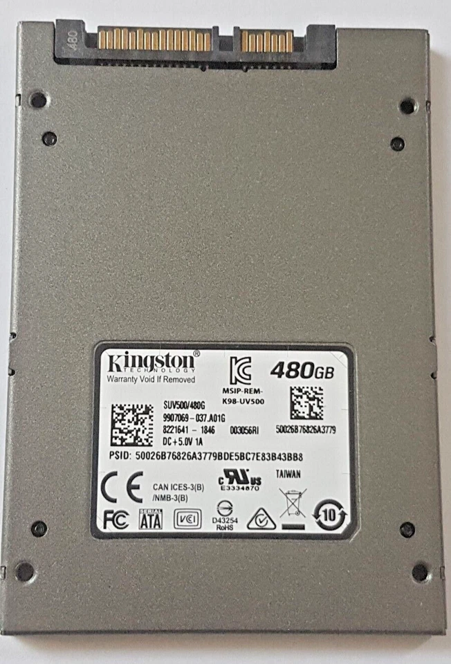 480 GB SATA III Kingston Ssdnow UV500 SUV500/16.9oz 3D-NAND Tlc 2.5 " Hard Drive - Image 1 of 1