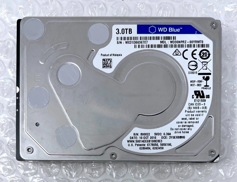 WD BLUE 3TB 2.5" 15MM SATA Hard Drive HDD WD30NPRZ-00YRMT0 800022 *Tested & EUC* - Image 1 of 1