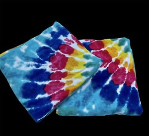 2 Tie Dye Beach Towel, Rainbow Hippie Color Microfiber Beach Towel 55” X 28”