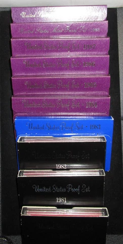 Proof set lot 1980, 1981, 1982, 1983, 1984, 1985, 1986, 1987, 1988, 1989 all 10 Cover