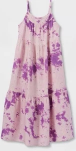 NWT Cat & Jack Girls' Purple Tie-Dye Tiered Sleeveless Maxi Dress, Size 7/8 - Picture 1 of 2